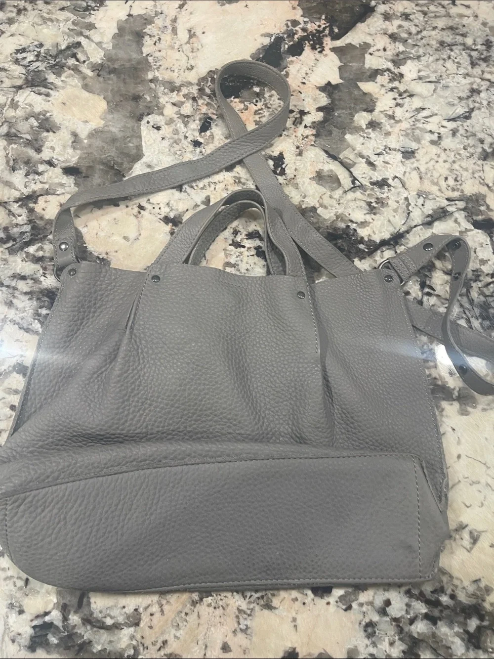Ecco Pebbled Leather Tote in Gray